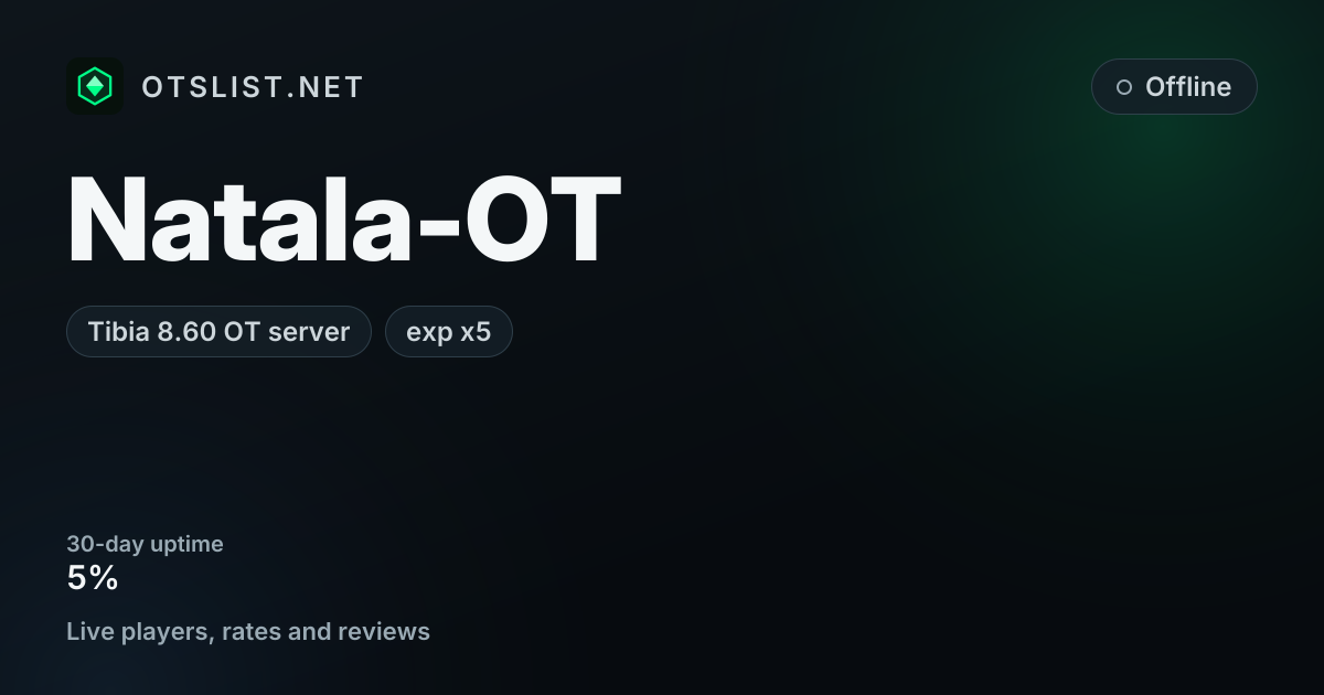 Natala-OT on OTSLIST.NET: Tibia 8.60 OT server, exp x5